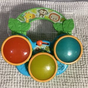 Bright Starts Musical Baby Toy WORKS Jungle Safari Animals Drum Beats Lion Monke